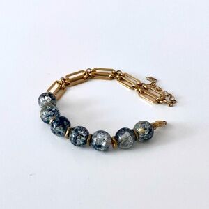 Contemporary Paperclip chain & Coloured Glass Bracelet